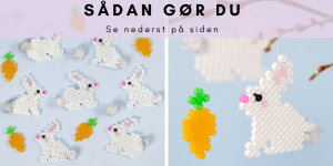 Kreativ idé: Påskeharer med pompon haler. Påskepynt rørperler