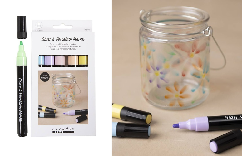 Glas- og porcelænstuscher. HALVDÆKKENDE. Pastelfarver. 6 stk.