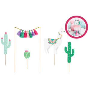 Cake topper Boho Lama, 5 dele