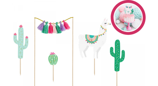 Cake topper Boho Lama, 5 dele