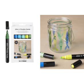 Glas- og porcel�nstuscher. HALVD�KKENDE. Bl�/Gr�n harmoni 6 stk.
