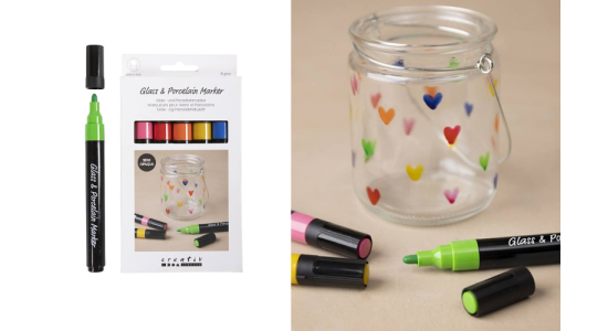 Glas- og porcel�nstuscher. HALVD�KKENDE. Colorful. 6 stk.
