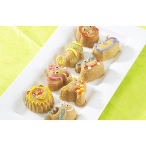 Bageform til 6 dyr. Zoo muffins.