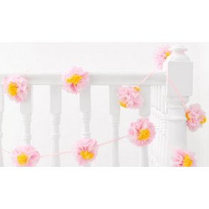 Blomster Pom Pom guirlande. 10 store blomster p 3 m snre.
