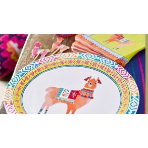 Boho Lama paptallerkener, 8 stk 