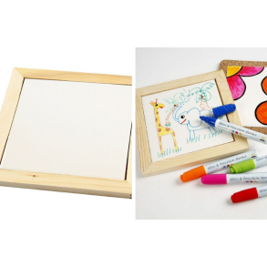 Bordskner porcelnskakkel og trramme 15 x15 cm. 2 stk