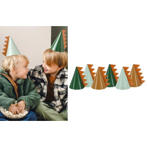 Dinosaur tema partyhat, 6 stk
