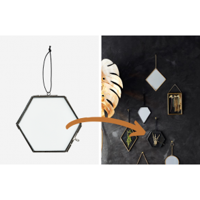 Fotoramme til ophng. 6-kantet. Antique Sort