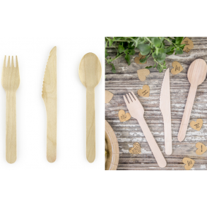 Engangsbestik i tr, Woodland. 6 st