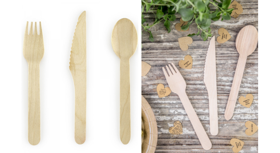 Engangsbestik i tr, Woodland. 6 st
