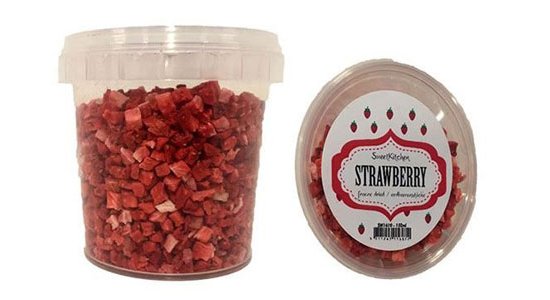 Frysetrret jordbr stykker . 10g. Sundt kagepynt