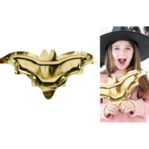 Paptallerkener. Guld Flagermus. Halloween. 6 stk