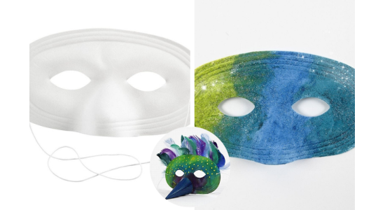 Halvmaske, hvid. 1 stk