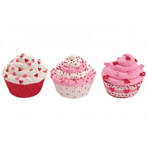 Valentine Muffinforme i papir. Ensfarvet og hjerte