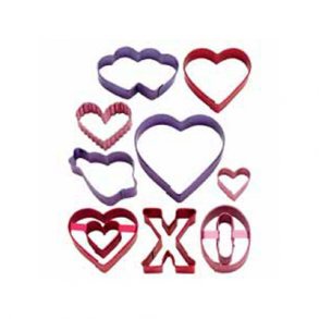 Valentine hjerte udstikkere i farvet metal 9 stk