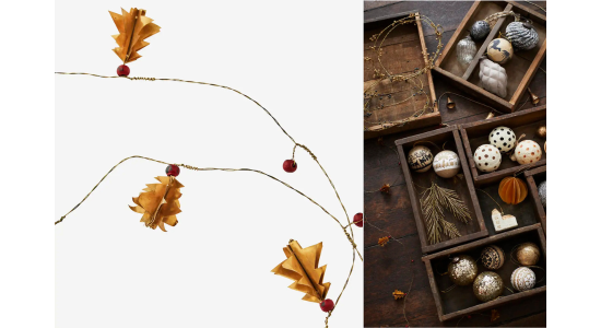 Guirlande med sm messing trer. L 1,5 m