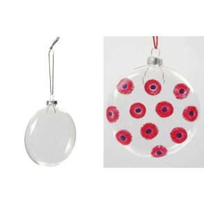 Glaskugle, flad. 8 cm. 6 stk 