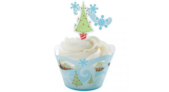 SNOWFLAKE Cupcake wrap med kagepynt pix.