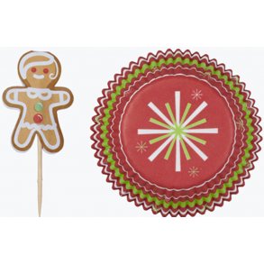 Muffinforme m. honningkagemand kageflag. Juletema