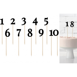 Tal til kagen. Sort. 0-9