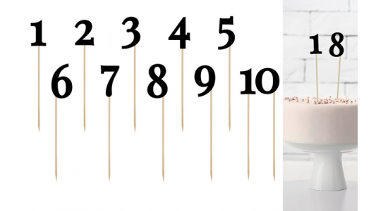 Tal til kagen. Sort. 0-9