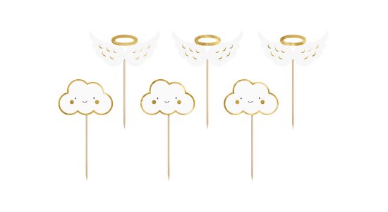 Cupcake toppers. Clouds and wings. 6 dele