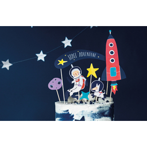 Cake topper Spacetema, 7 dele