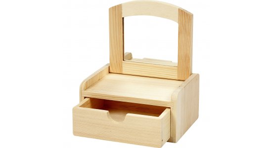 Lille skuffe med vippespejl,  12x10x6,5 cm