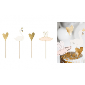 Caketopper, Lovely Swan. 4stk