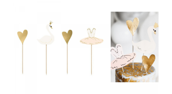 Caketopper, Lovely Swan. 4stk