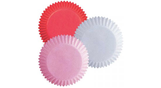 Muffinsforme, rd, lyserd, hvid