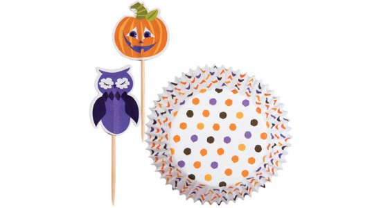 Polka dots pumpkin med kagepynt pix. Halloween.