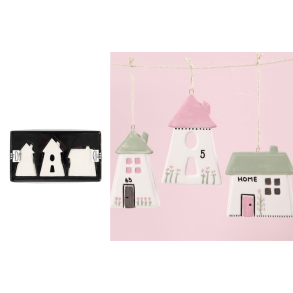 Oph�ng, Huse i porcel�n. 3 stk. Hvid