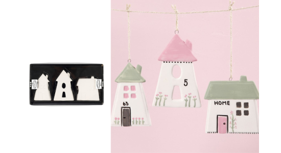 Oph�ng, Huse i porcel�n. 3 stk. Hvid