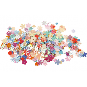 Pailletter, Pastelfarver dia 5-20 mm. 10 g
