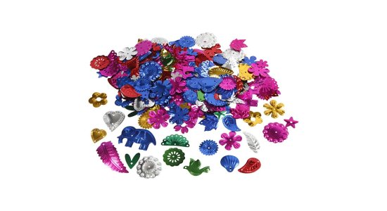 Pailletter, Strke farver str. 15-45 mm. 30 g