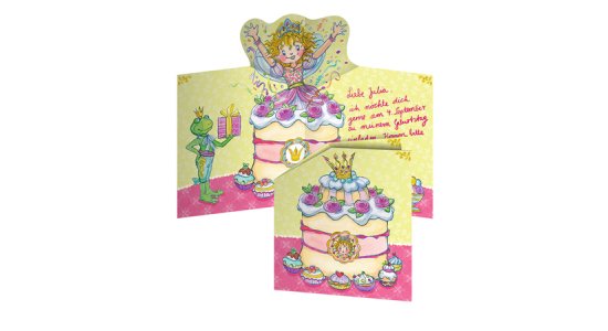 Prinsesse Lillefe pop-up invitationskort. 