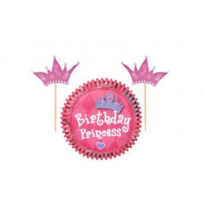 Prinsesse Muffinforme m. prinsessekrone kageflag