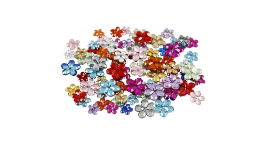 Rhinsten blomster, diam 6+10+12 mm. ass. farver