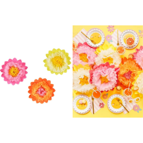 Silkepapir blomster.  Mix farver. 35 cm. 3 stk