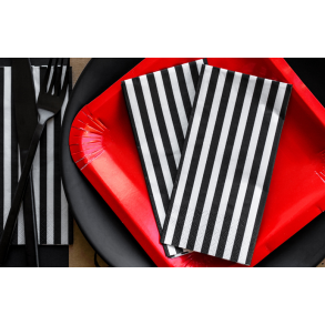 Servietter, sort/hvid striber. 20 stk.