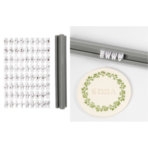 Stempelst til selvhrdende ler. Bogstaver og tal. H: 6 mm