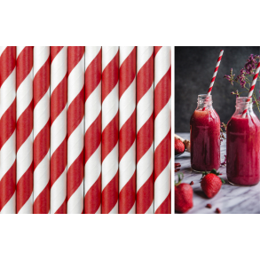 Papir sugerr. Rd/hvid. 10 stk