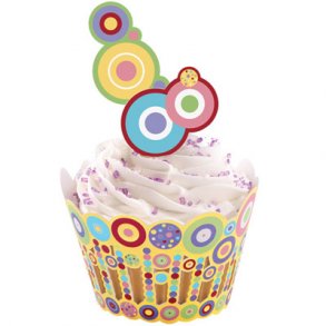 Sweet Dots Cupcake wrap med kagepynt pix.
