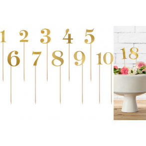 Tal til kagen. Guld. 0-9