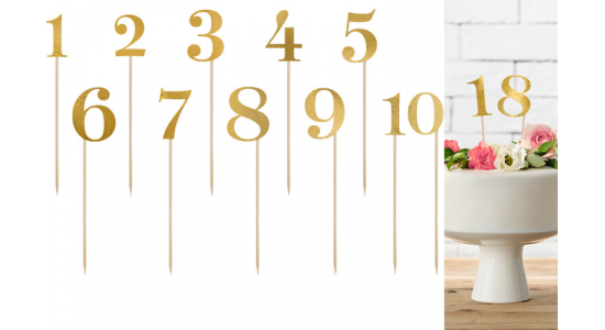 Tal til kagen. Guld. 0-9