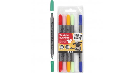 Tekstiltuscher, blandede farver. 6 stk