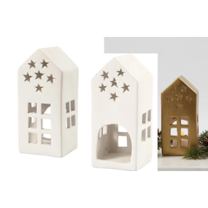 Fyrfadsstage, Hus. Terrakotta. 1 stk