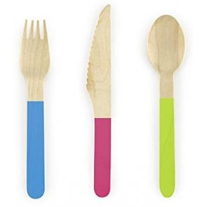  Engangsbestik i tr, mix farver. 6 st