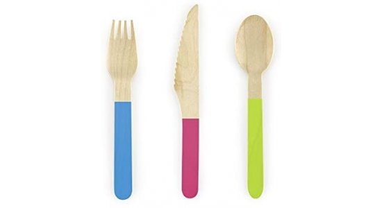  Engangsbestik i tr, mix farver. 6 st